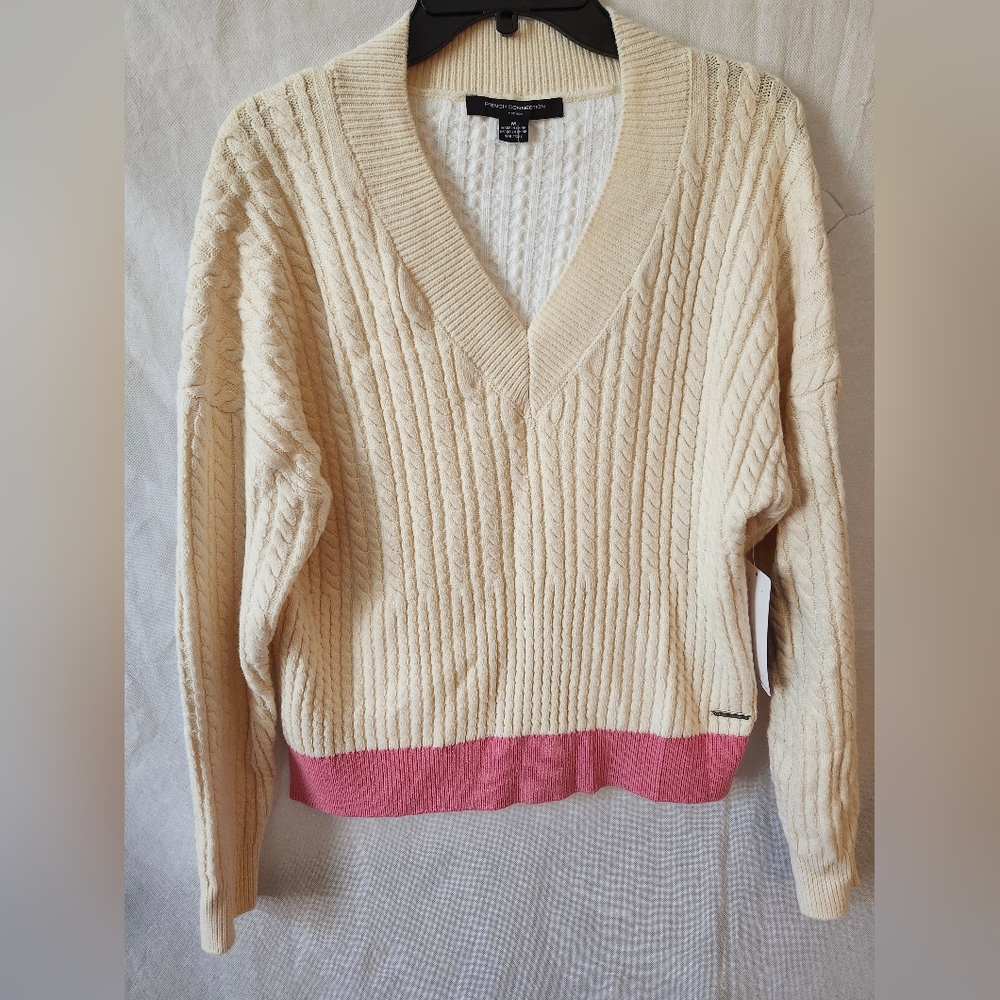 French ConnectionWomen's Babysoft Cable-Knit V-Neck Sweater